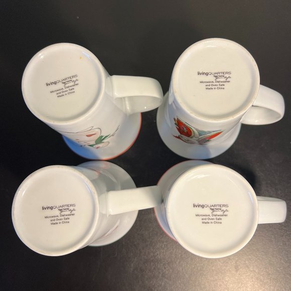 Set of 4 Holiday Mugs ~ Snowman ~ Christmas Tree ~ Santa Claus ~ Birdhouses - Picture 7 of 9